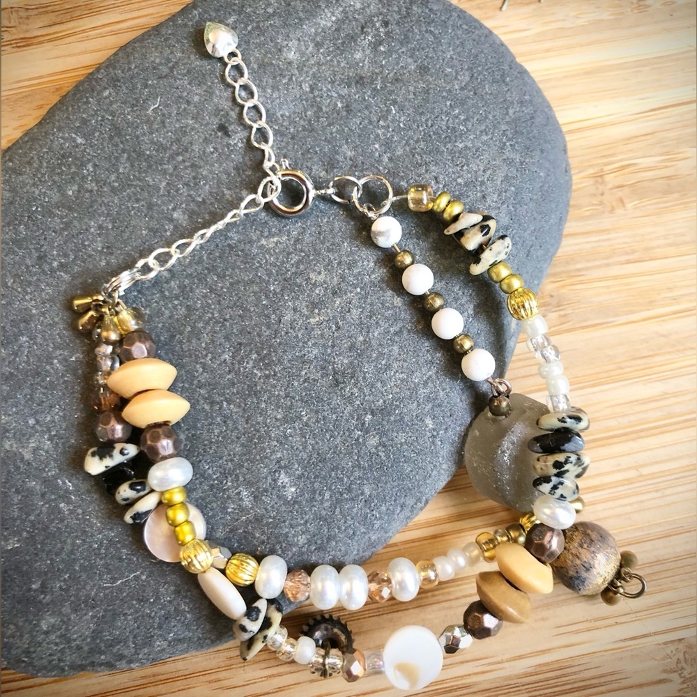 Whimsical Beaded Two-Strand Charm Bracelet